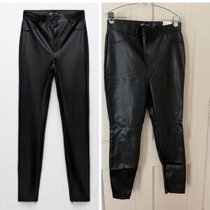 Zara black faux leather leggings pants - size XL